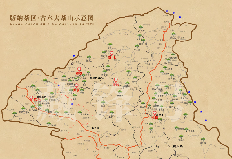 古六大茶山示意图 地图